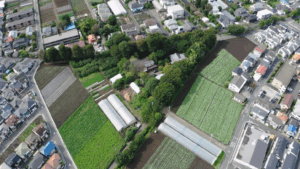 Drone image of a typical suburban landscape characterized by urban–rural mixed landscapes. © Center for Research and Development of Higher Education, The University of Tokyo